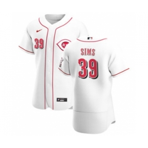 Men's Nike Cincinnati Reds #39 Lucas Sims White Home 2020 Authentic Player Baseball Jersey