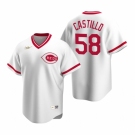 Men's Nike Cincinnati Reds #58 Luis Castillo White Cooperstown Collection Home Stitched Baseball Jersey