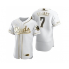 Men's Nike Cincinnati Reds #7 Eugenio Suarez White 2020 Authentic Golden Edition Baseball Jersey