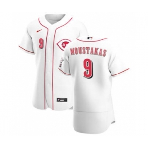 Men's Nike Cincinnati Reds #9 Mike Moustakas White Home 2020 Authentic Player Baseball Jersey