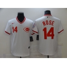 Men's Nike Majestic Cincinnati Reds #14 Pete Rose White Retro MLB Jersey