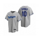 Los Angeles Dodgers #10 Justin Turner Nike Gray Replica Road Jersey