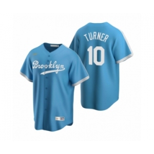 Los Angeles Dodgers #10 Justin Turner Nike Light Blue Cooperstown Collection Alternate Jersey