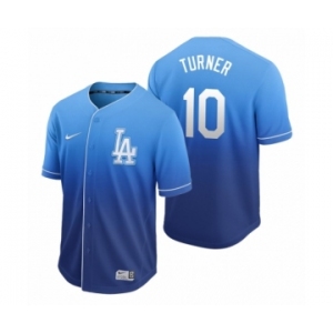 Los Angeles Dodgers #10 Justin Turner Royal Fade Nike Jersey