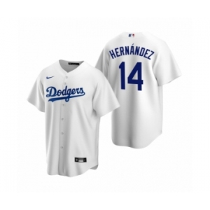 Los Angeles Dodgers #14Enrique Hernandez Nike White Replica Home Jersey