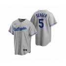 Los Angeles Dodgers #5 Corey Seager Nike Gray Replica Road Jersey