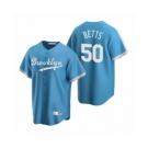 Los Angeles Dodgers #50 Mookie Betts Nike Light Blue Cooperstown Collection Alternate Jersey