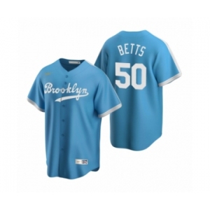 Los Angeles Dodgers #50 Mookie Betts Nike Light Blue Cooperstown Collection Alternate Jersey