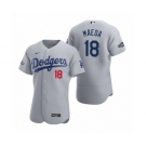 Men Los Angeles Dodgers #18 Kenta Maeda 2020 Alternate Patch Gray Authentic Jersey