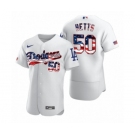 Men Mookie Betts #50 Los Angeles Dodgers White 2020 Stars & Stripes 4th of July Jersey