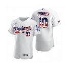 Men's #10 Justin Turner Los Angeles Dodgers White 2020 Stars & Stripes 4th of July Jersey