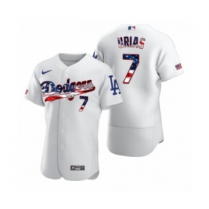 Men's #7 Julio Urias Los Angeles Dodgers White 2020 Stars & Stripes 4th of July Jersey