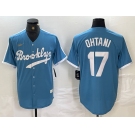 Men's Brooklyn Dodgers #17 Shohei Ohtani Light Blue Cooperstown Collection Cool Base Jersey