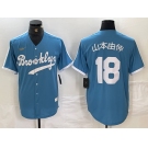 Men's Brooklyn Dodgers #18 山本由伸 Light Blue Japanese Cooperstown Collection Cool Base Jersey