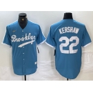 Men's Brooklyn Dodgers #22 Clayton Kershaw Light Blue Cooperstown Collection Cool Base Jersey