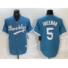 Men's Brooklyn Dodgers #5 Freddie Freeman Light Blue Cooperstown Collection Cool Base Jersey