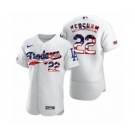 Men's Clayton Kershaw #22 Los Angeles Dodgers White 2020 Stars & Stripes 4th of July Jersey