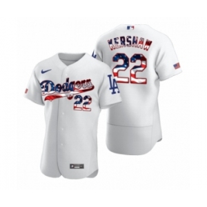 Men's Clayton Kershaw #22 Los Angeles Dodgers White 2020 Stars & Stripes 4th of July Jersey