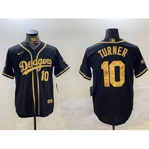 Men's Los Angeles Dodgers #10 Justin Turner Black Cool Base Stitched MLB Jersey