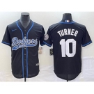 Men's Los Angeles Dodgers #10 Justin Turner Black With Patch Cool Base Stitched Baseball Jersey