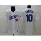 Men's Los Angeles Dodgers #10 Justin Turner Replica White Home Cool Base Baseball Jersey