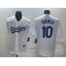 Men's Los Angeles Dodgers #10 Justin Turner White Stitched MLB Cool Base Nike Jersey