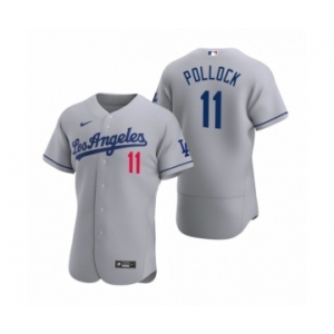Men's Los Angeles Dodgers #11 A.J. Pollock Nike Gray Authentic 2020 Road Jerse