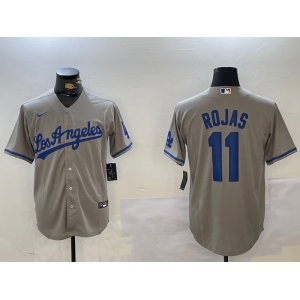 Men's Los Angeles Dodgers #11 Miguel Rojas Grey With los Cool Base Stitched Jersey