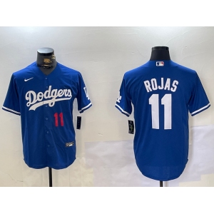Men's Los Angeles Dodgers #11 Miguel Rojas Number Blue Cool Base Stitched Jersey
