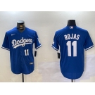 Men's Los Angeles Dodgers #11 Miguel Rojas Number Blue Cool Base Stitched Jerseys