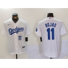Men's Los Angeles Dodgers #11 Miguel Rojas Number White Cool Base Stitched Jerseys