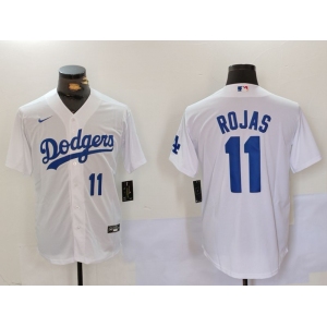 Men's Los Angeles Dodgers #11 Miguel Rojas Number White Cool Base Stitched Jerseys