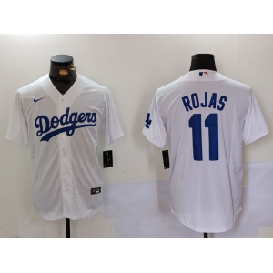 Men's Los Angeles Dodgers #11 Miguel Rojas White Cool Base Stitched Jersey