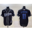 Men's Los Angeles Dodgers #11 Roki Sasaki Black 2024 World Series Champions Limited Stitched Baseball Jersey