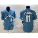 Men's Los Angeles Dodgers #11 Roki Sasaki Light Blue Limited Stitched Baseball Jersey