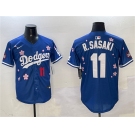Men's Los Angeles Dodgers #11 Roki Sasaki Royal 2025 Tokyo Series Limited Stitched Baseball Jersey