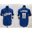 Men's Los Angeles Dodgers #11 Roki Sasaki Royal City Connect Cool Base Stitched Baseball Jersey