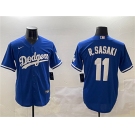 Men's Los Angeles Dodgers #11 Roki Sasaki Royal Cool Base Stitched Baseball Jersey