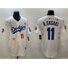 Men's Los Angeles Dodgers #11 Roki Sasaki White 2025 Tokyo Series Limited Stitched Baseball Jersey