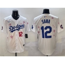 Men's Los Angeles Dodgers #12 Sana White 2025 Tokyo Series Limited Stitched Baseball Jersey