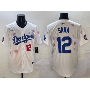 Men's Los Angeles Dodgers #12 Sana White 2025 Tokyo Series Limited Stitched Baseball Jersey