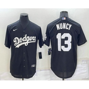 Men's Los Angeles Dodgers #13 Max Muncy Black Turn Back The Clock Stitched Cool Base Jersey