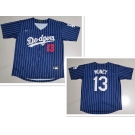 Men's Los Angeles Dodgers #13 Max Muncy Navy Blue Pinstripe Stitched MLB Cool Base Nike Jersey