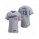 Men's Los Angeles Dodgers #13 Max Muncy Nike Gray Authentic 2020 Road Jersey