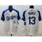 Men's Los Angeles Dodgers #13 Max Muncy White Blue Fashion Stitched Cool Base Limited Jersey