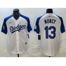 Men's Los Angeles Dodgers #13 Max Muncy White Blue Fashion Stitched Cool Base Limited Jerseys