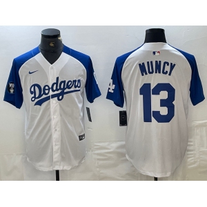 Men's Los Angeles Dodgers #13 Max Muncy White Blue Fashion Stitched Cool Base Limited Jerseys