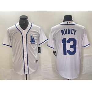 Men's Los Angeles Dodgers #13 Max Muncy White Cool Base Stitched Baseball Jersey