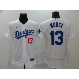 Men's Los Angeles Dodgers #13 Max Muncy White Road Flex Base Authentic Collection Baseball Jersey