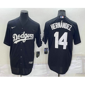 Men's Los Angeles Dodgers #14 Enrique Hernandez Black Turn Back The Clock Stitched Cool Base Jersey